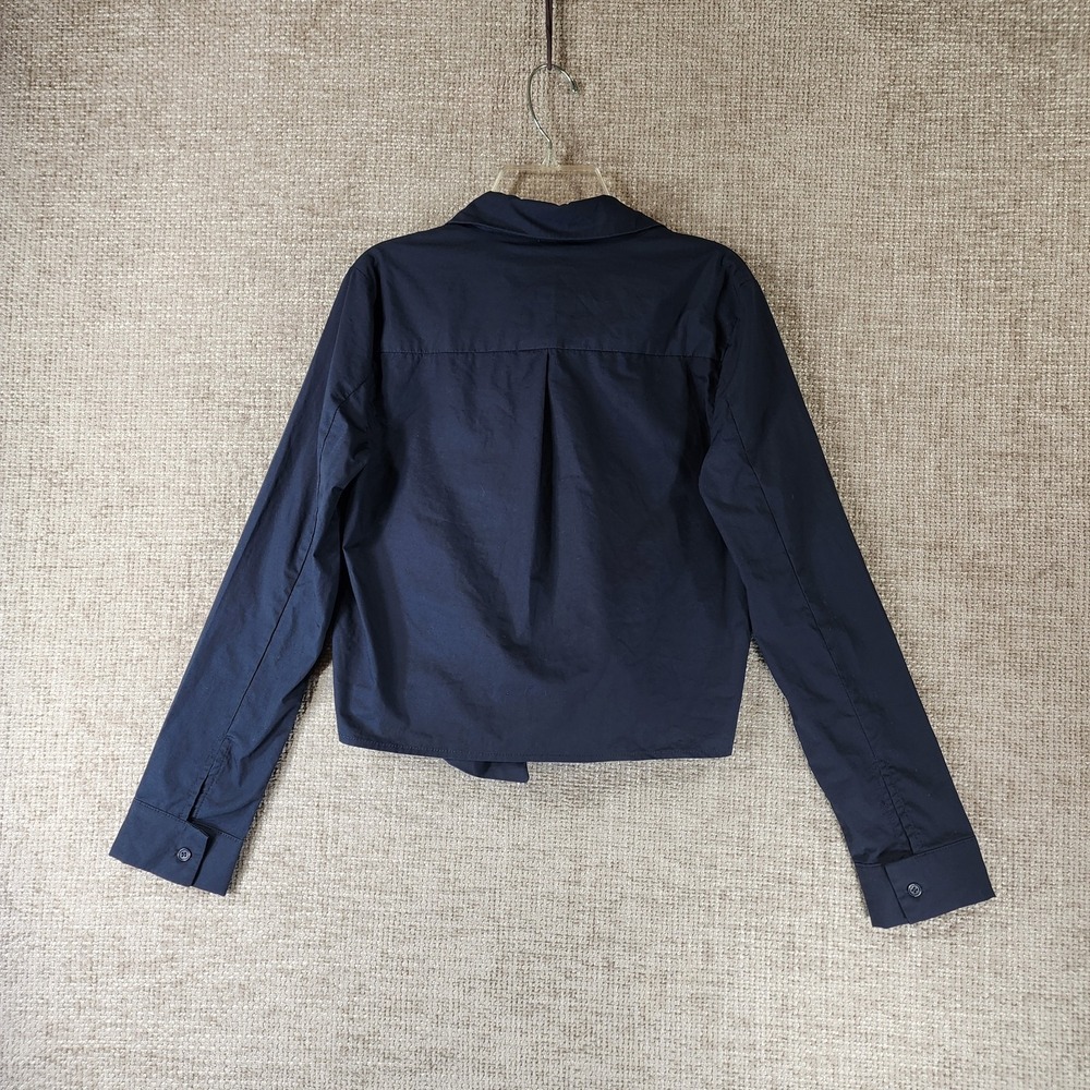 Stelen Knot Front Blouse Long Sleeve Womens S Navy 100% Cotton Button Up *Flaw - Picture 8 of 13